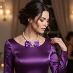 “Dainty Dapper”Elegant Purple Satin bowtie necklace with pearl design. Photo 1