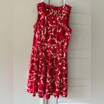 Talbots  Fit & Flare Floral Dress Size 6P Red and White Twee Garden Wedding Tea Photo 1