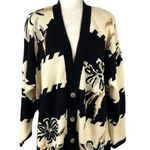 Jeanne pierre Vintage Button Up Knit Stripped Floral Cardigan Shoulder Pads 2X Photo 0