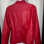 Christopher & Banks Red Leather Like- Jacket with Stand-Up Collar and Fitted Silhouette Photo 4