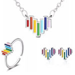 Boutique NEW Rainbow Heart 925 Sterling Silver Necklace, 16-18”‎ Photo 12