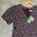 NWT Boden Cut Out Midi Tea Dress Shortsleeve Dark Burgundy Sweet Daisy Size 14R Purple Photo 4