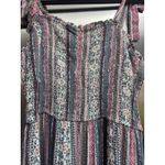 Storia ‎ Striped Smocked Jumpsuit Tie Strap Tiered Wide Leg Boho Chic Photo 3