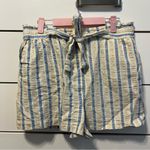 ZARA  Cream & Blue Stripe Shorts With Belt Photo 1
