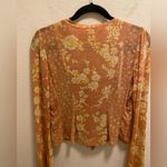 Free People  Mesh Floral Button Front V-Neck Bell Sleeve Blouse Size S Photo 7