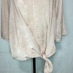 Lani California  Blush Pink Blouse Top Satin Tie Front 3/4 Sleeve Shiny Sz S Photo 2