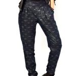 Free People  Linen Blend Easy Pleat Print Pants Metallic Photo 1