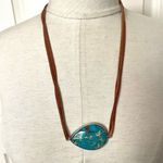Turquoise tone side cord pendant necklace Photo 1