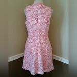Coral Pink White Brocade Floral Mandarin Collar Fit & Flare Modcloth Dress Yumi Size 10 Photo 3