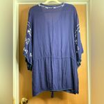 Beaches & Boho Navy Embroidered Women's Swim Cover. Size Photo 2