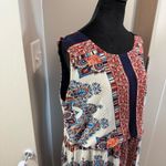 Dress Barn Sleeveless Maxi Dress Scoop Neck Pleated Blouson Geometric Print 20 Photo 3