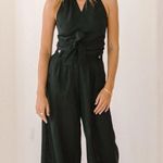 Free The Label • Monaco Pants black linen wide leg pleated ankle cropped Size M Photo 2