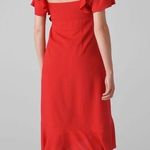 Whistles Abigail Frill Wrap Dress Size 2 Red Ruffles Back Cutout Midi New Photo 1