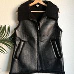 Black Faux Leather Shearling Lined Vest S Photo 0