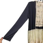 Umgee Women’s Medium Boho Open Front Lace Gray Fringe Top Long Sleeve Cardigan Photo 2