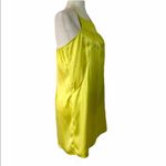 Yellow silk slip dress women's size medium 2 pocket racerback mini Photo 2
