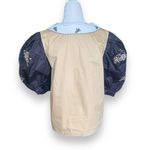 Sunyuer Embroidered Blouse Beige Black Dark Floral Puff Sleeve Deep Vneck Collar Black Size M Photo 1