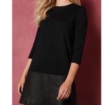 Ted Baker Olyie leather zipper fall shift Dress 3/4 Sleeve Colorblock Navy 4 Photo 0