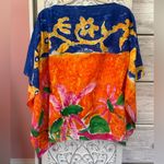 Ralph Lauren  vibrant dloral coverup/tunic top with drawstring dolman sleeves S/P Photo 2