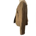 Ann Taylor Brown collarless full zip textured Blazer Jacket Size 14 Photo 2