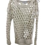 Mink Pink Cream Open Knit Crochet Long Sleeve Sweater Top Womens Small Photo 3