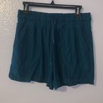 Dark Green Stretchy Pull On Comfy Athletic Shorts Pockets Drawstrings Photo 0