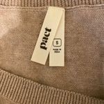 Pact Women's Tan Striped Sleeveless Sweater Photo 2