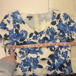 Talbots  Floral Blue White Sheath Dress Size 8 Medium Short Sleeve Cotton Classy Photo 2