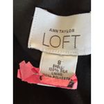 Ann Taylor  LOFT Black Floral Silk Midi Skirt Size 8 Tan Blue Flounce Photo 2