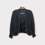 Escada Navy Classic Minimalist Stretchy Contemporary Blazer With Zipper Medium Blue Photo 6