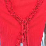 SheIn Womens cardigan size extra small/2 Red front tie open top ribbed short s… Photo 5