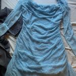 Oh Polly  Blue Embellished Long Sleeve Dress Mini Photo 0