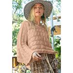 POL ‎ Round Neck Cable Knit Cropped Sweater Photo 2