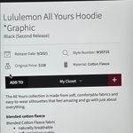 Lululemon  All Yours Hoodie *Graphic Black Sz4 Photo 8