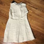 ZARA  Cream Tweed Sleeveless Dress with Black Bow Photo 6
