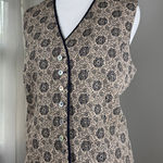 Worthington Vintage Y2K Cream & Black V-Neck Button Front Vest Photo 0