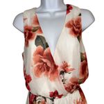 Show Me Your Mumu  Riri Floral Ruffle V Neck Romper Ivory Pink Coral Size Small Photo 2