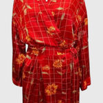 Victoria's Secret Vintage  XS/S Red Floral Silk Robe Tied Pockets Luxury Sexy Y2K Photo 0
