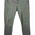Anthropologie Ankle Pants Olive Green Square Pockets Front Seamed Skinny Size 27 Photo 0