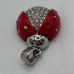 Vtg Ladybug Red Enamel Rhinestones Jewelry Insect Lady Bug Charm/Pendant Photo 1