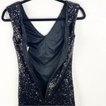 Christina Wu Black Sequin V-Neck Sleeveless Hidden Back Zipper Dress, Size 2 Photo 5