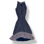 Ramy Brook  M 100% Silk Navy Floral Boho Maxi Dress Sleeveless Halter Resort Wear Photo 5