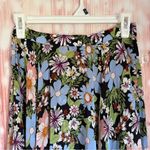 LHD The Riviera Black Silk Blend Blue Floral Print Midi Skirt Size 0 Photo 2