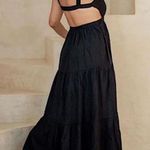 Abercrombie & Fitch  Linen Blend Cut Open Open Black Maxi Vacation Dress Size XS Photo 0