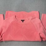 Talbots  Pointelle Raglan Crew Neck Knit Sweater Salmon Rose Pink Coral XS Photo 7