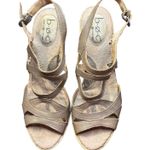 BOC Born Concept Shoes‎ Womens Size 9 40.5 Wedge Sandals Strappy Cork Platform Gold Photo 0