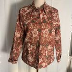 Rebecca Malone Floral Jacquard Button Front Jacket Women’s Size M Red Green Photo 0