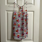 J.Crew Women's Flowers & Striped Blouse Top sz 2 Floral / Stripes Black White Photo 2