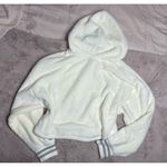 Champion  Cream Faux Fur Varsity C Cropped Soft Pullover Hoodie Size Large Photo 8