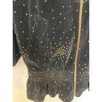 Portrait Vintage Black & Metallic Gold Fleck Peplum Velour Jacket Zipper Sz Lg Photo 1